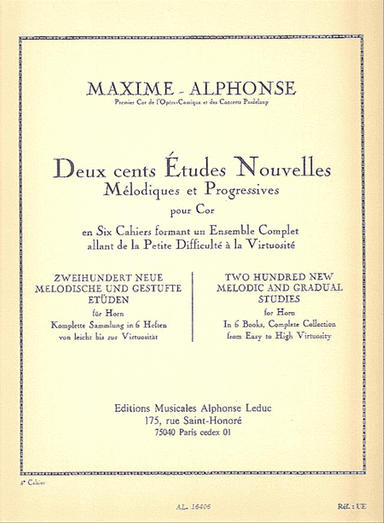 Deux cents Etudes Nouvelles Melodiques et Progressives Pour Cor - Cahier 5: Vingt Etudes Tres Diffi
