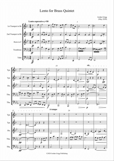 Lento for Brass Quintet