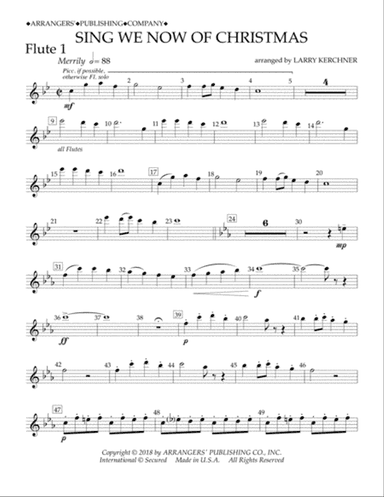 Sing We Now of Christmas (arr. Larry Kerchner) - Flute 1