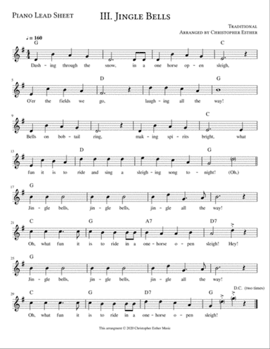 Jingle Bells for Piano (Lead Sheet)