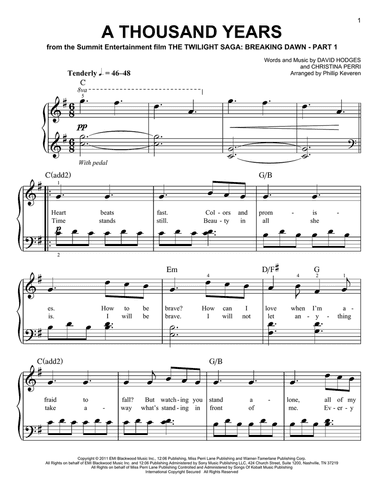 A Thousand Years (arr. Phillip Keveren)