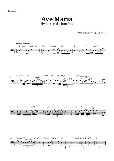 Ave Maria by Schubert for Bassoon with Chords