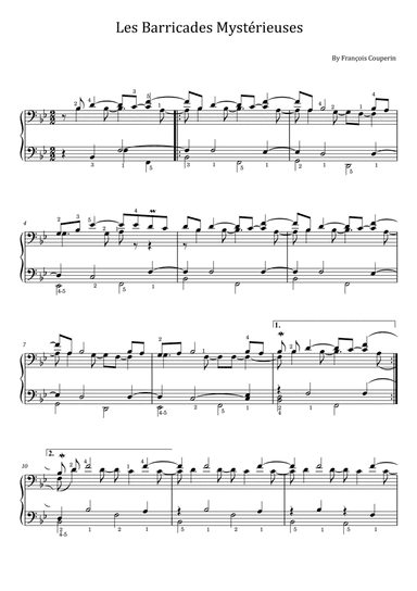 Couperin - Les Barricades Mysterieuses - Original With Fingered - For Piano Solo