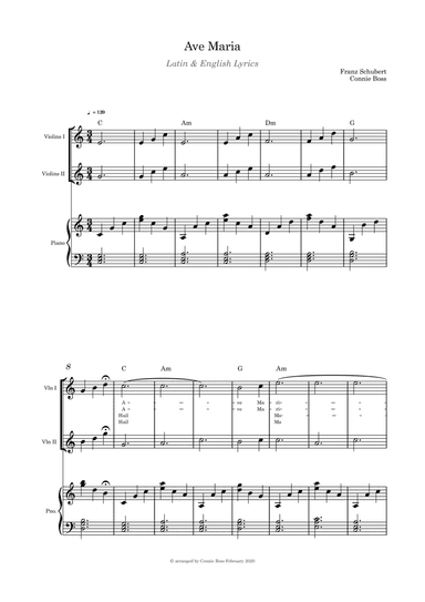 Ave Maria - Violin duet and piano