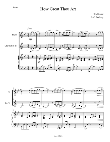 How Great Thou Art (Flute and Clarinet Duet with Piano Accompaniment)