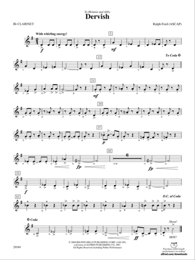 Dervish: 1st B-flat Clarinet
