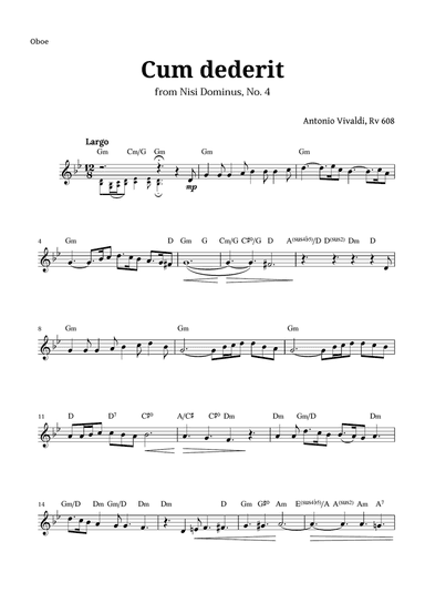 Cum dederit of Vivaldi for Oboe and Chords