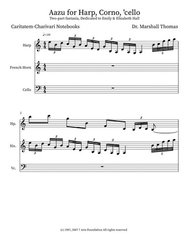 Aazu for Harp, Corno, 'cello