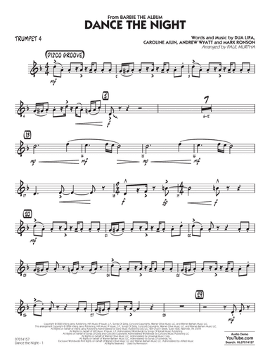 Dance The Night (from Barbie) (arr. Murtha) - Trumpet 4