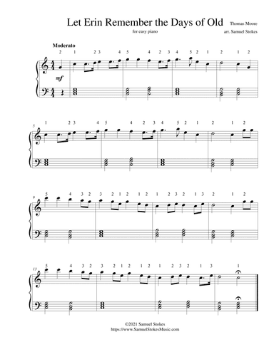 Let Erin Remember the Days of Old - for easy piano