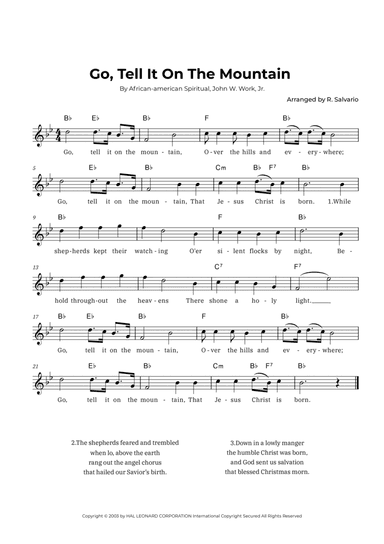 Go, Tell It On The Mountain (Key of B-Flat Major)