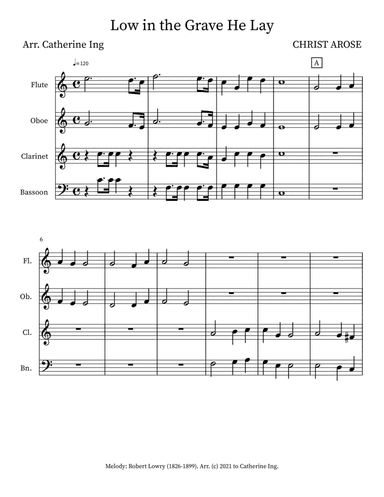 Low in the Grave He Lay for Woodwind Quartet