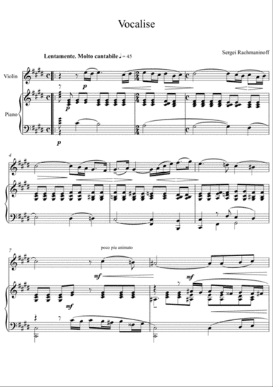 Sergei Rachmaninoff - Vocalise (Violin Solo)