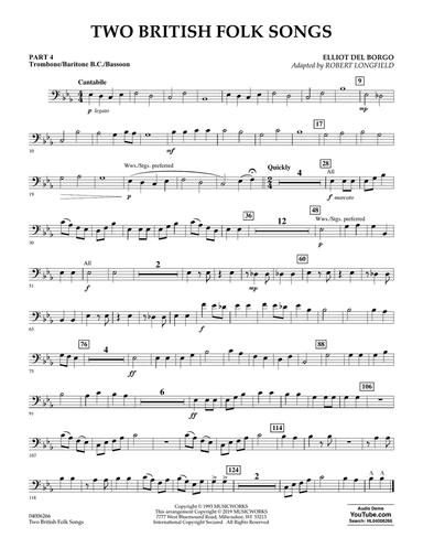 Two British Folk Songs (arr. Robert Longfield) - Pt.4 - Trombone/Bar. B.C./Bsn.