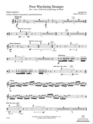Poor Wayfaring Stranger: 3rd Percussion