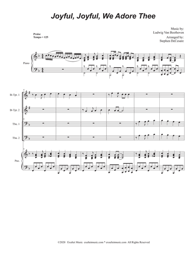 Joyful, Joyful, We Adore Thee (Brass Quartet and Piano - Alternate Version)