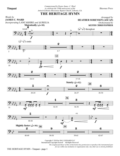 The Heritage Hymn (arr. Heather Sorenson) - Timpani