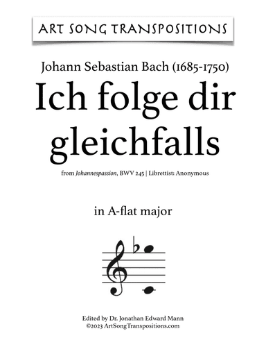 BACH: Ich folge dir gleichfalls (transposed to A-flat major)