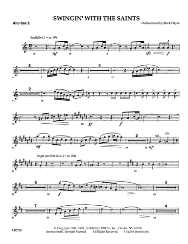Swingin' With The Saints (arr. Mark Hayes) - Alto Sax 2