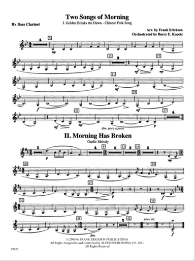 Two Songs of Morning: B-flat Bass Clarinet