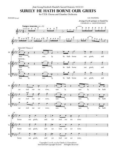 Surely He Hath Borne Our Griefs (from “MESSIAH”) for Men’s Chorus (TTB) – VOCAL PARTS
