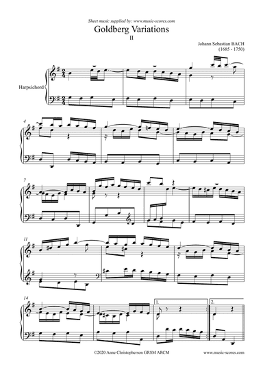 2nd Variation from Goldberg Variations - with written out ornamentation - Harpsichord