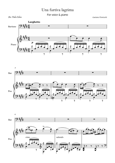 Una Furtiva Lagrima (Baritone in C#m)