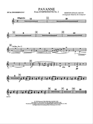 Pavanne (from Symphonette No. 2): 1st & 2nd F Horns