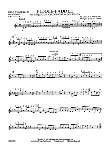 Fiddle-Faddle: Solo Xylophone (or Marimba) Easy-Play