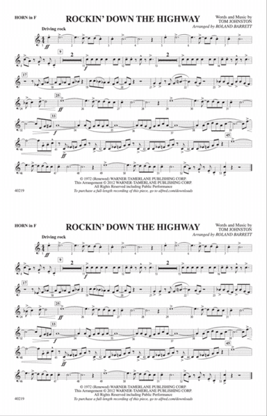 Rockin' Down the Highway: 1st F Horn