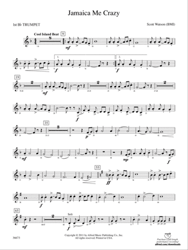 Jamaica Me Crazy: 1st B-flat Trumpet