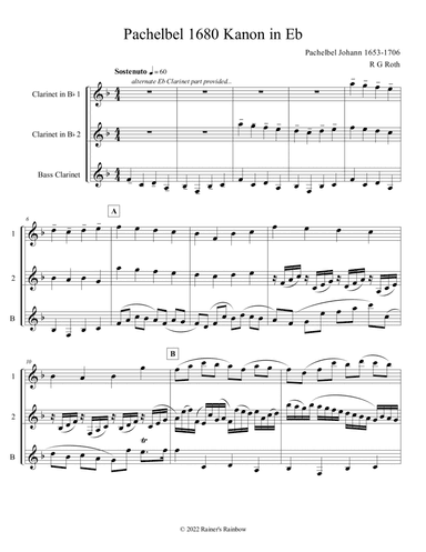 Pachelbel Canon in Eb Clarinet Trio