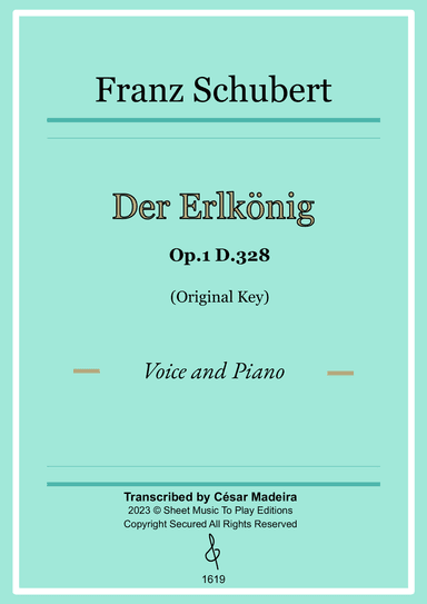 Der Erlkönig by Schubert - Voice and Piano - Original Key (Full Score and Parts)