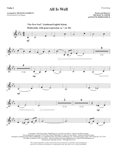 All Is Well (arr. Michael Barrett) - Violin 2