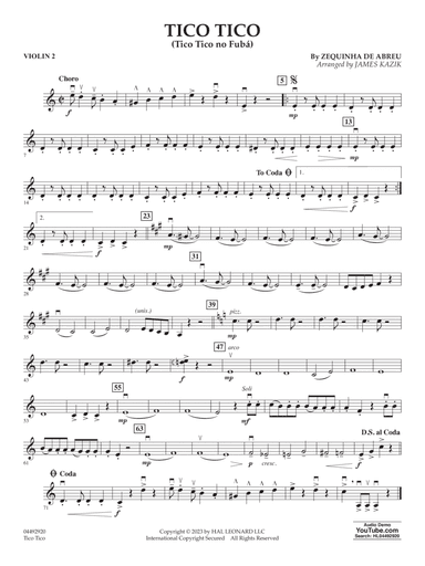 Tico Tico (Tico Tico No Fubá) (arr. James Kazik) - Violin 2