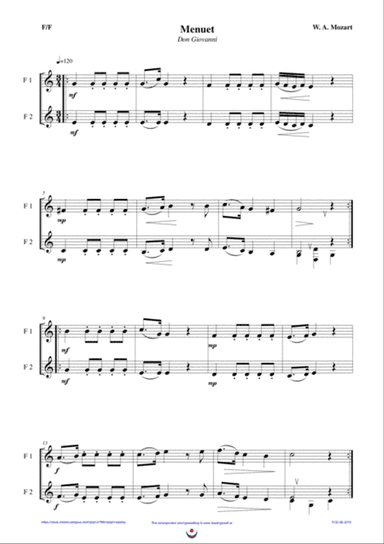Menuet -Don Giovanni (easy brass duet Nb. 5 - F/F)