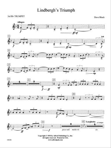 Lindbergh's Triumph: 3rd B-flat Trumpet