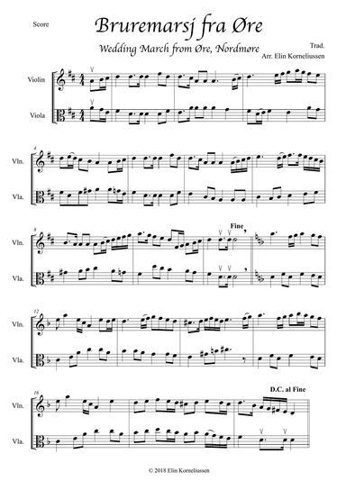 Wedding March from Øre - traditional tune from Norway, for violin and viola