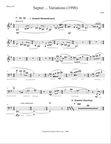 Septet, opus 77 ... Variations on a Shaker Tune (1998) Horn in F part