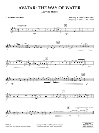 Avatar: The Way Of Water (arr. Robert Longfield) - Eb Alto Saxophone 2