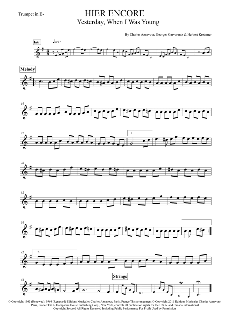 Yesterday, When I Was Young (hier Encore)