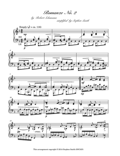 Romance, Op. 28, No. 2 (Simplified)