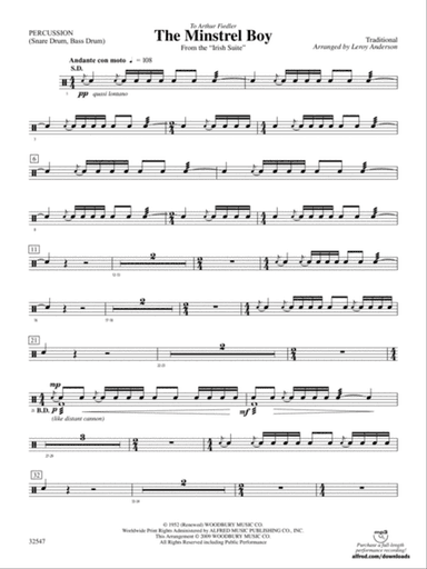 The Minstrel Boy (from the Irish Suite): 1st Percussion