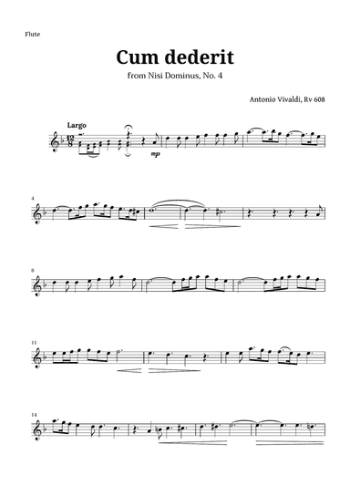 Cum dederit of Vivaldi for Flute