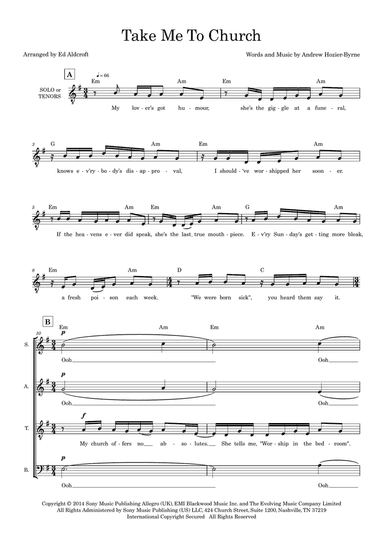 Take Me To Church (arr. Ed Aldcroft)