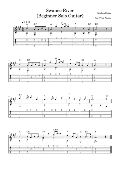 Swanee River (Beginner Solo Guitar)