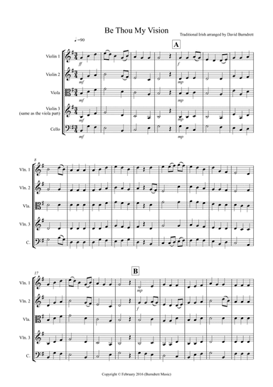 Be Thou My Vision for String Quartet