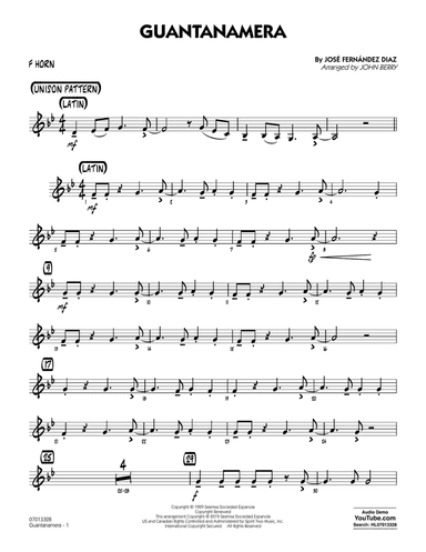 Guantanamera (arr. John Berry) - F Horn