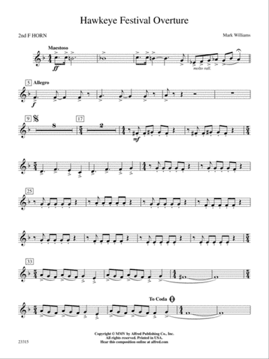 Hawkeye Festival Overture: 2nd F Horn