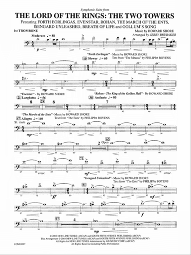 The Lord of the Rings: The Two Towers, Symphonic Suite from: 1st Trombone